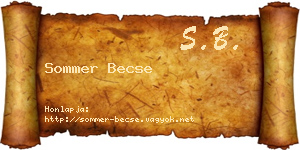 Sommer Becse névjegykártya